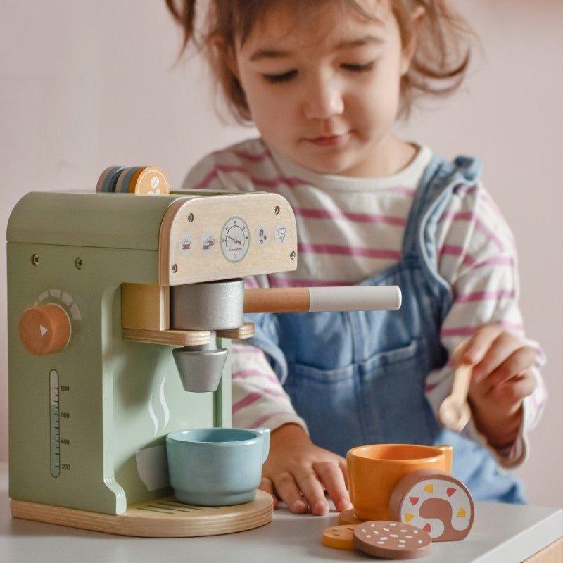 Green Wooden Coffee Maker Playset for Kids