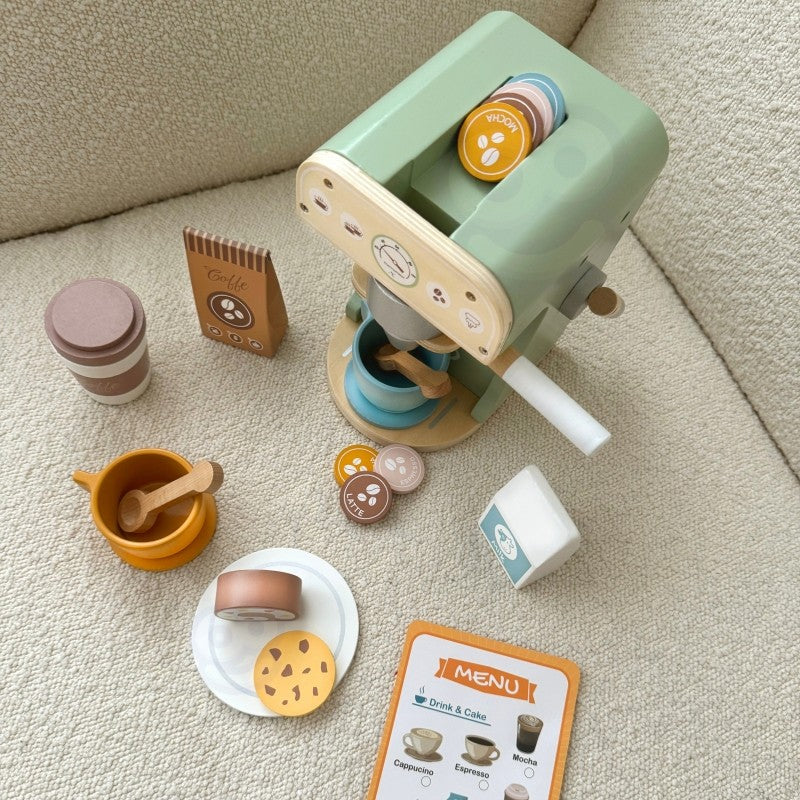 Green Wooden Coffee Maker Playset for Kids
