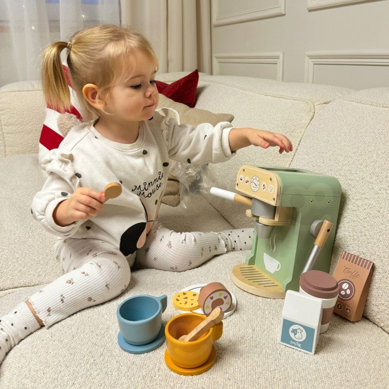 Green Wooden Coffee Maker Playset for Kids