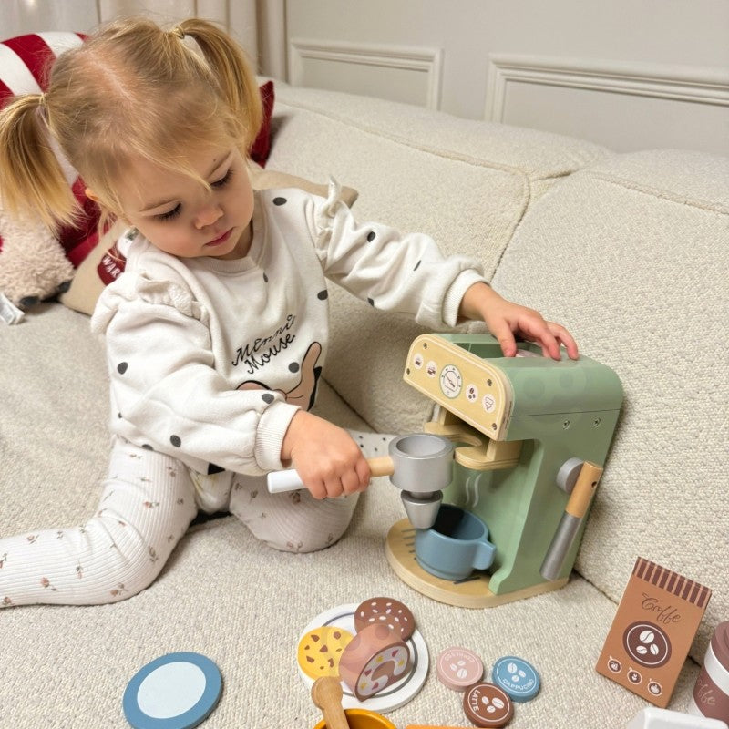 Green Wooden Coffee Maker Playset for Kids