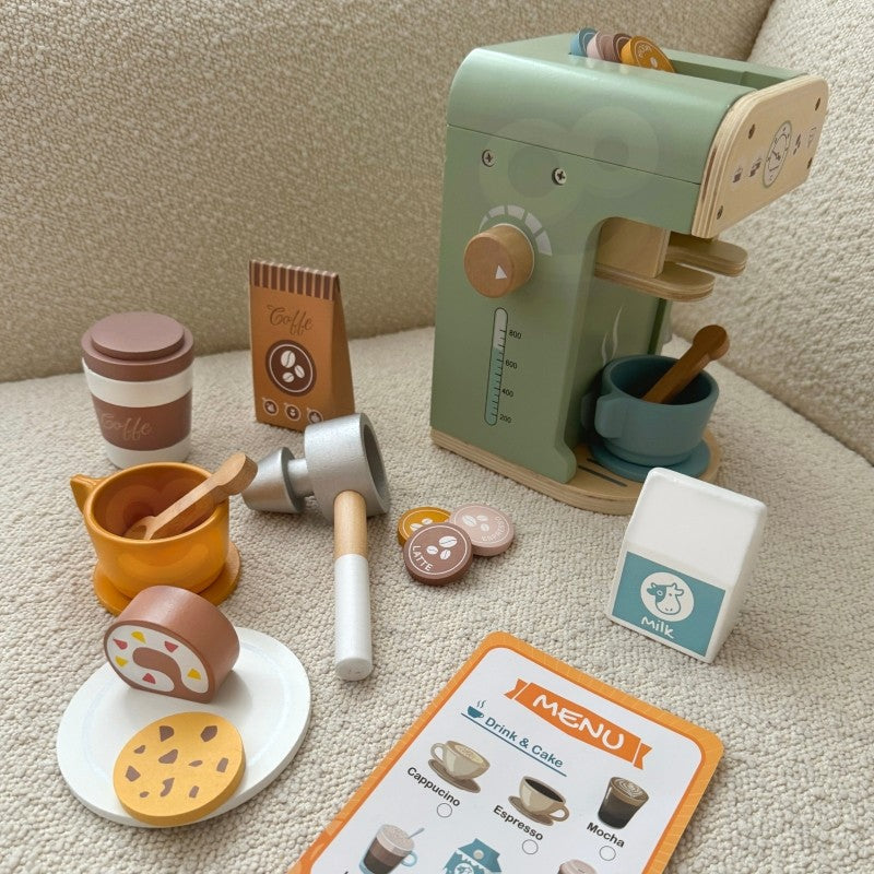 Green Wooden Coffee Maker Playset for Kids