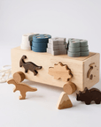 Wooden Dinosaur Sorting Box Pull Toy