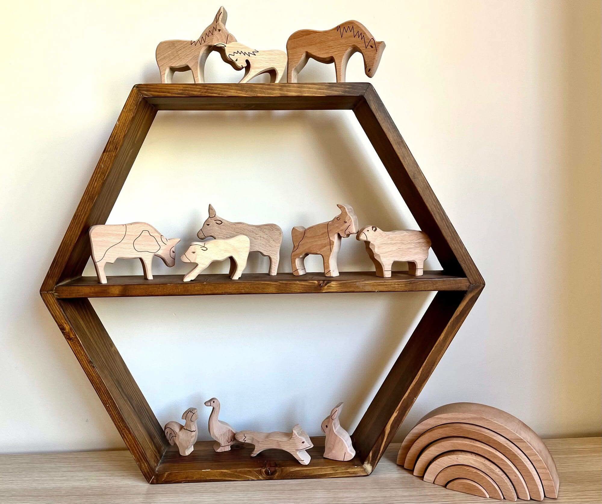 Wooden Farm Animals Set-4