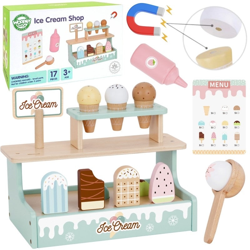 Wooden Ice Cream Stand Play Set for Kids