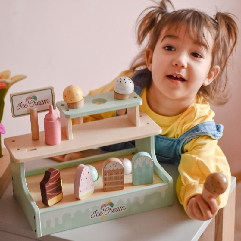 Wooden Ice Cream Stand Play Set for Kids