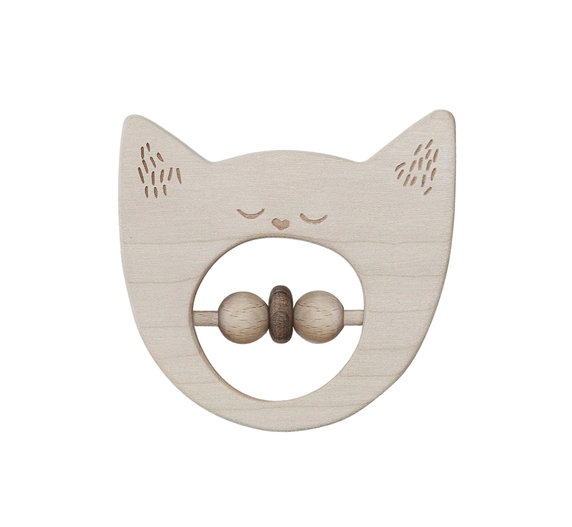 Wooden Cat Rattle & Teether by Wooden Story - Eco-Friendly, Safe, and Stimulating for Babies by Wooden Story at www.brixbailey.com
