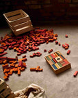 Wooden Blocks in a Box – Warm Colors, 54 Pieces