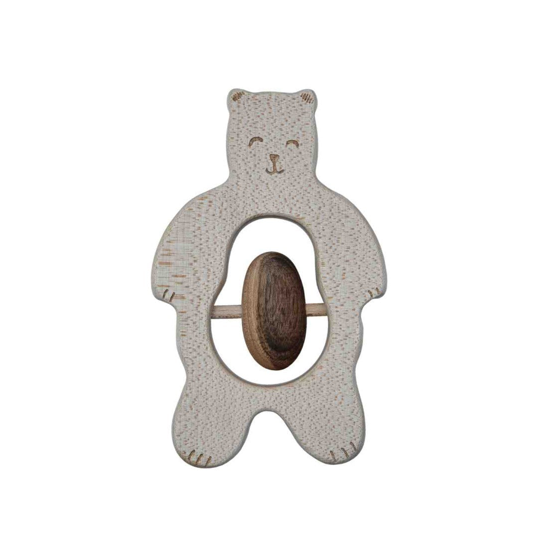 Wooden Teddy Bear Rattle - Eco-Friendly Teether & Sound Stimulator for Babies by Wooden Story at www.brixbailey.com