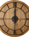 Large Natural Wood Skeleton Wall Clock Rustic Style with Subtle Wit