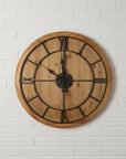 Large Natural Wood Skeleton Wall Clock