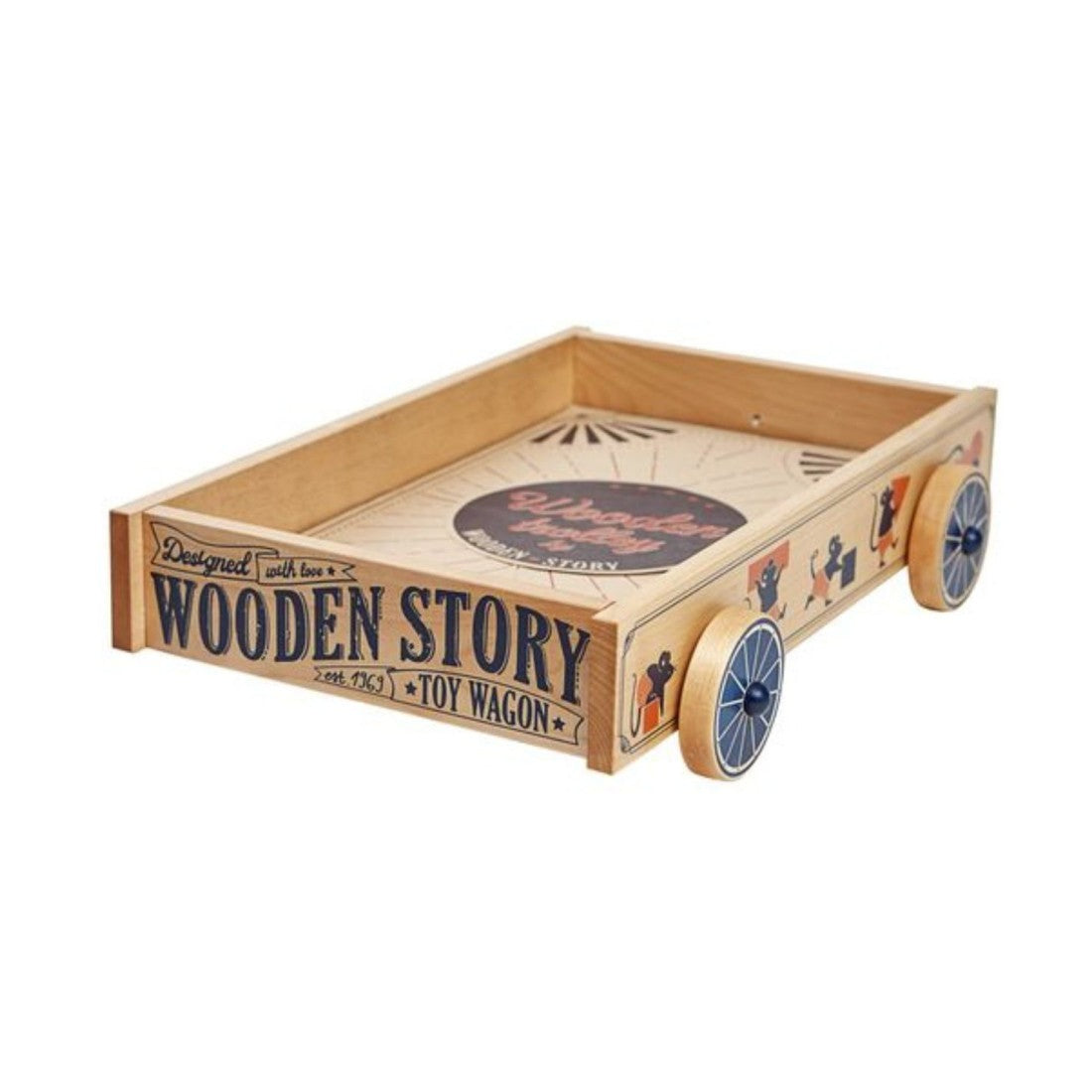 Wooden Wagon Toy with Hidden Mouse Surprises