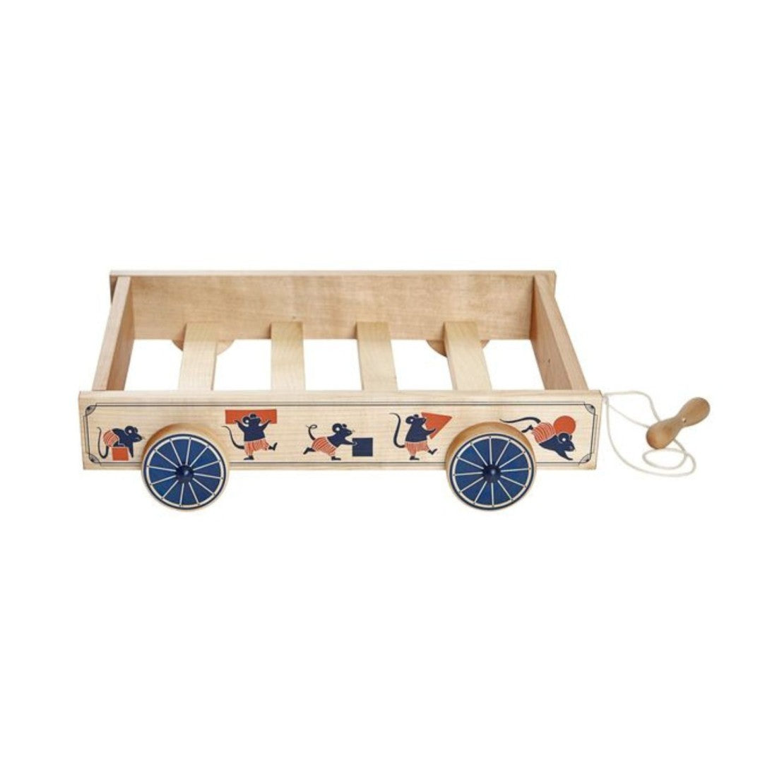 Wooden Wagon Toy with Hidden Mouse Surprises