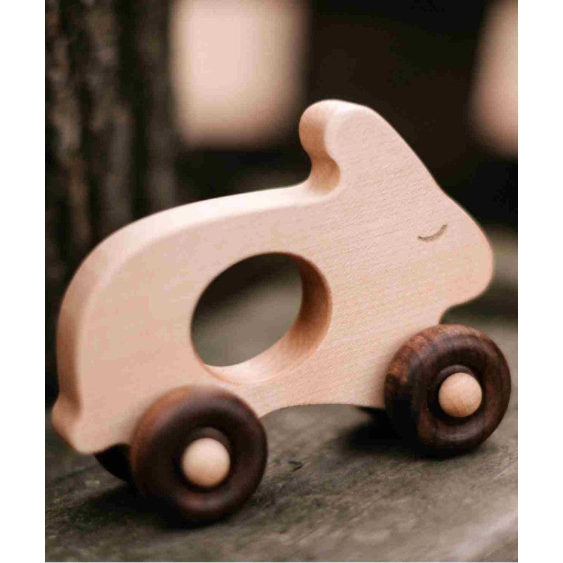 Wooden Rabbit Toy on Wheels