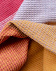 Wool Waffle Blanket In Orange/Pink Check