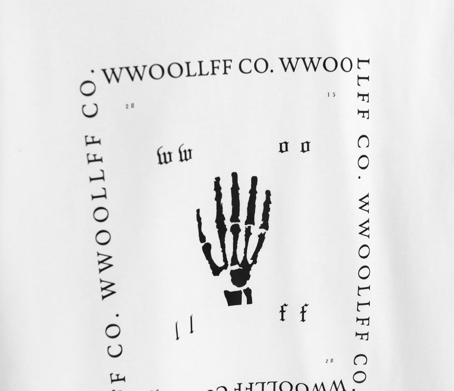 Luxury loose fit white long sleeve organic cotton shirt, premium handprinted limited edition, stylish unisex design by WWOOLLFF CO. at brixbailey.com