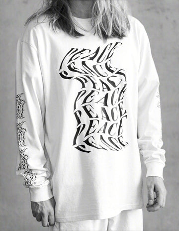 Luxury oversized off-white long sleeve with matte black graphics, premium 200 gsm organic cotton fabric, handcrafted limited edition by WWOOLLFF CO. at brixbailey.com