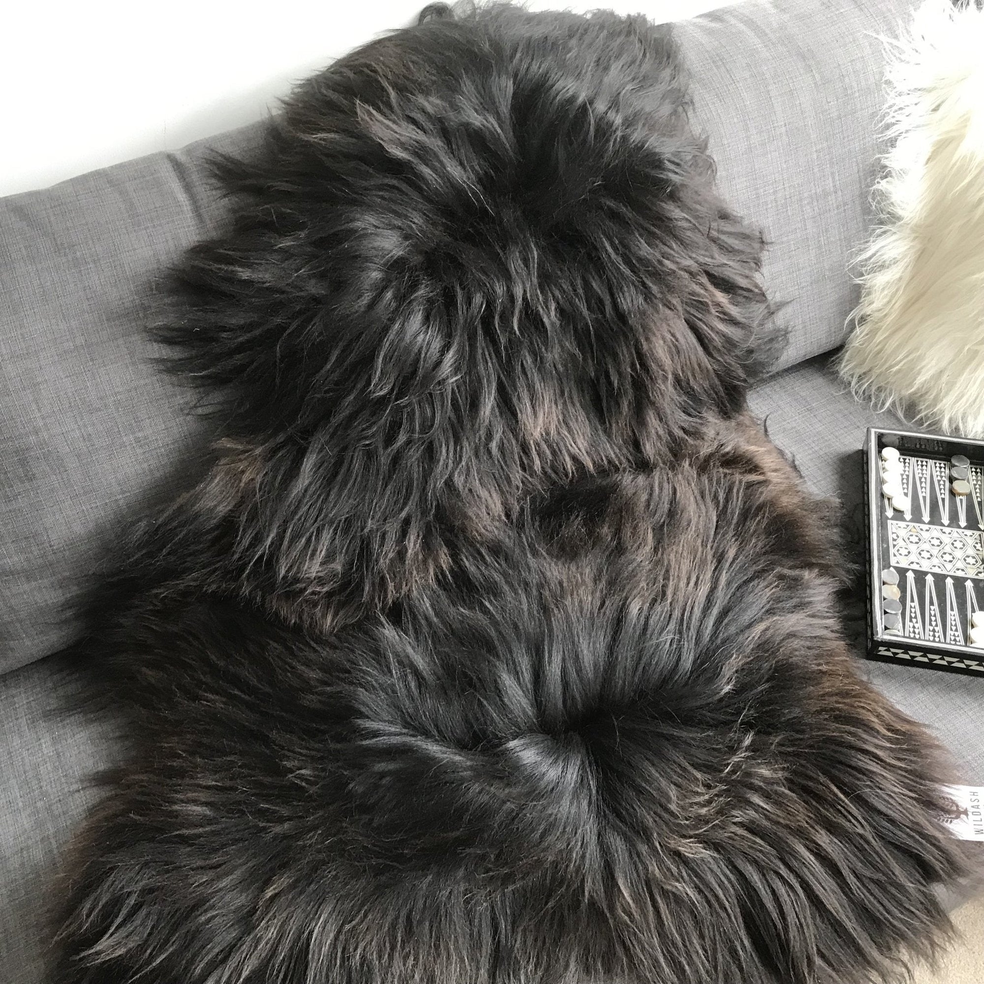 Premium X-Large Icelandic Natural Espresso Black Brown Sheepskin Rug, 100% Eco-Friendly, 120cm, Luxury Handcrafted Home Decor by Wildash London at brixbailey.com