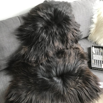 Premium X-Large Icelandic Natural Espresso Black Brown Sheepskin Rug, 100% Eco-Friendly, 120cm, Luxury Handcrafted Home Decor by Wildash London at brixbailey.com