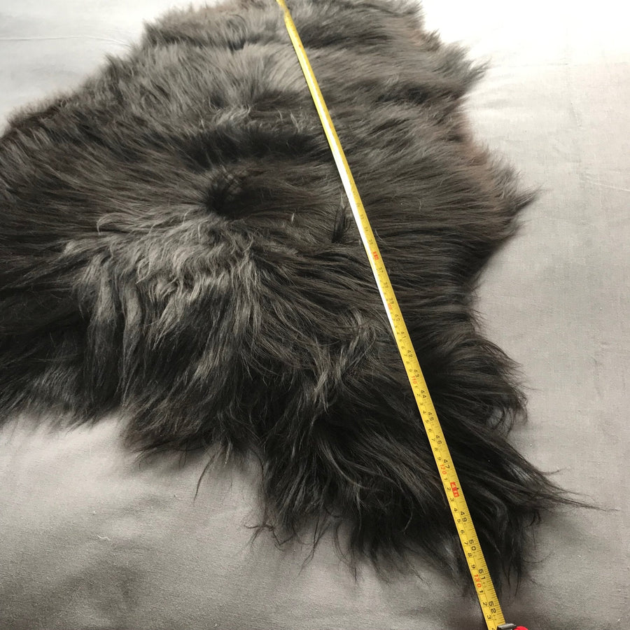 Premium Icelandic natural black undyed sheepskin hide, sustainably sourced, eco-tanned, biodegradable, soft, luxurious home decor by Wildash London at brixbailey.com
