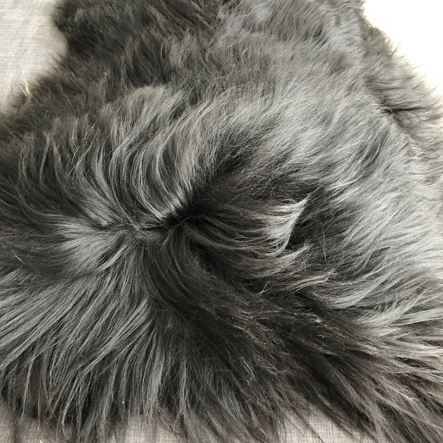 Icelandic natural black undyed sheepskin hide, premium eco-tanned, sustainably sourced, soft luxurious texture, authentic Icelandic decor by Wildash London at brixbailey.com