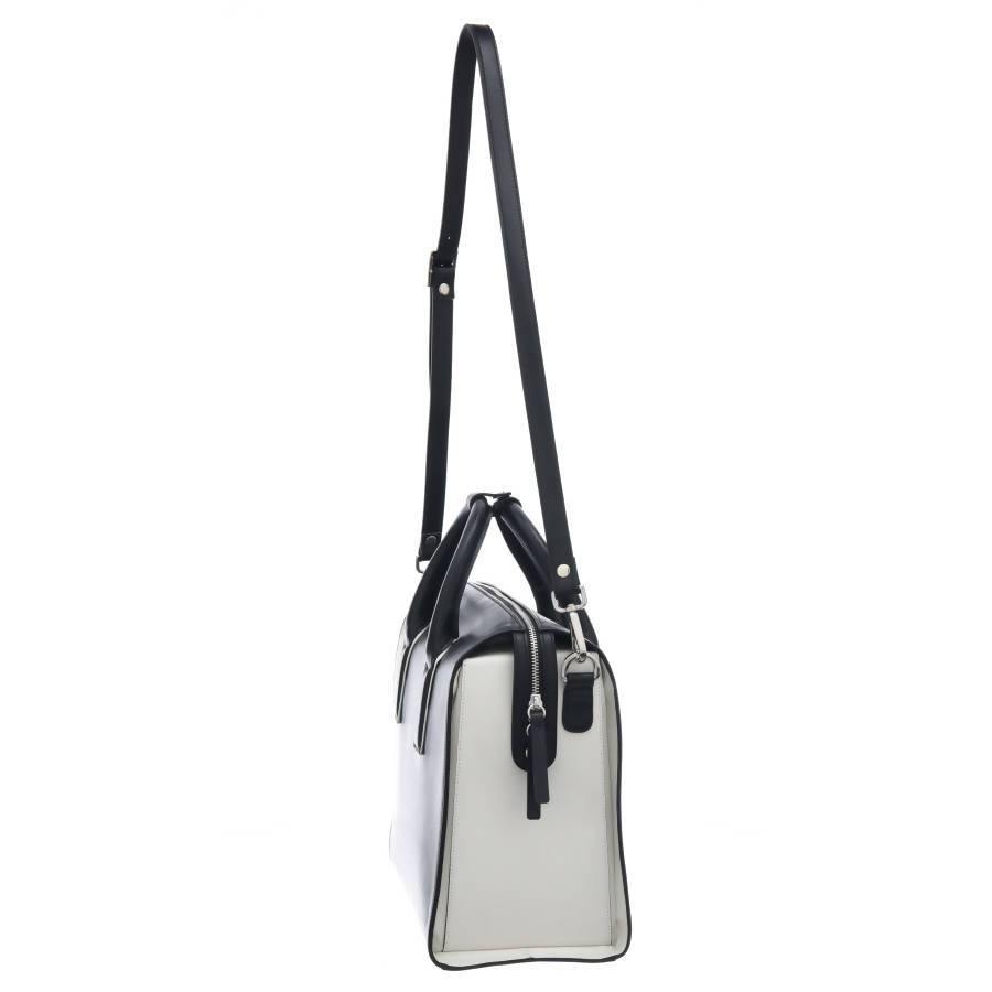 NEW Vegan Black Leather Structured Top Handle Bag