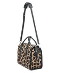 Leopard Print Hair On Hide Leather Structured Top Handle Bag - Brix and Bailey® - Contemporary Bag, Watch and Accessory Brand