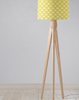 Yellow and White Drum Lampshade, Victorian Tiles Design Shade for Table, Floor or Ceiling Pendant Light