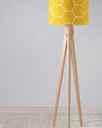 Yellow Drum Lampshade, White Hexagon Design Shade for Table, Floor or Ceiling Pendant Light