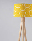 Yellow Drum Lampshade, White Hexagon Design Shade for Table, Floor or Ceiling Pendant Light