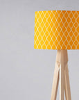Yellow Drum Lampshade, White Geometric Design Shade for Table, Floor or Ceiling Pendant Light
