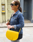 Handmade Leather Saddle Bag - Pastel Daffodil Yellow