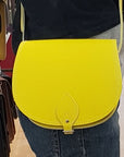 Handmade Leather Saddle Bag - Pastel Daffodil Yellow
