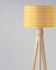 Yellow Drum Lampshade, White Geometric Stripe Design Shade for Table, Floor or Ceiling Pendant Light
