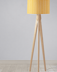 Yellow Drum Lampshade, White Geometric Stripe Design Shade for Table, Floor or Ceiling Pendant Light