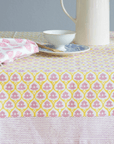 Yellow Floral Block Print Cotton Tablecloth
