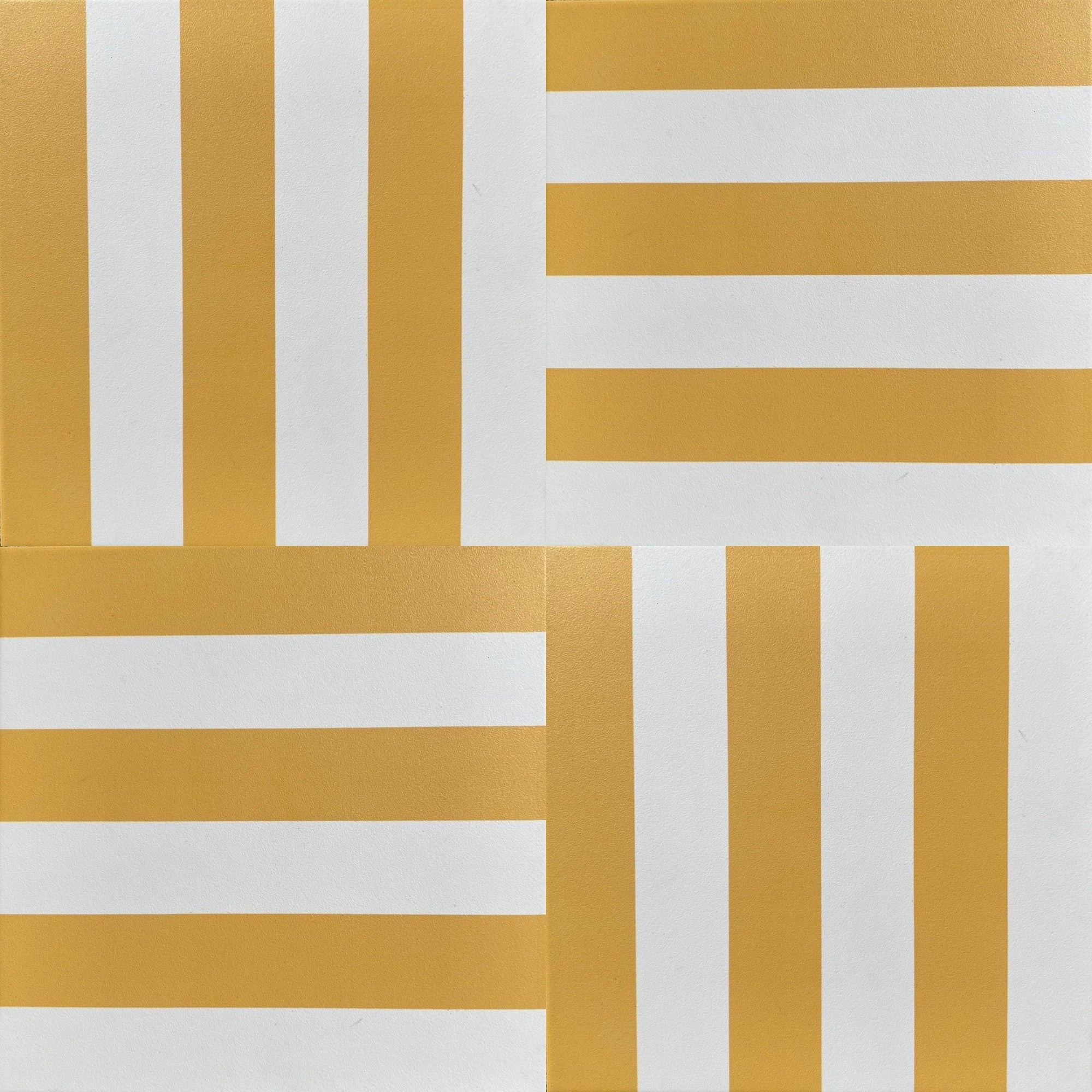 Premium yellow stripe porcelain tile, luxury hardwearing anti-slip outdoor and indoor tile, stylish 20x20cm best-selling design by Maria Starling Design at brixbailey.com