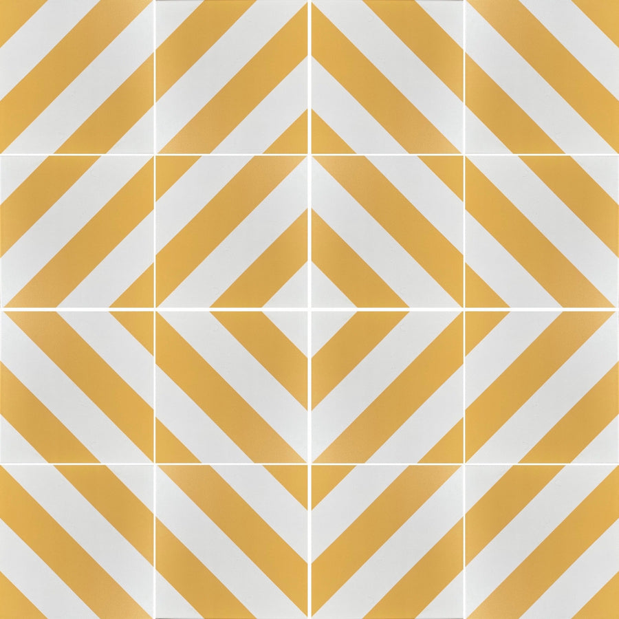 Premium yellow stripe porcelain tile, luxury chevron pattern, durable indoor-outdoor anti-slip tile, best-selling trending design by Maria Starling Design at brixbailey.com
