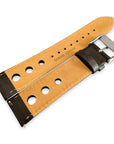 Black And Yellow Leather Rally Hole Watch Strap