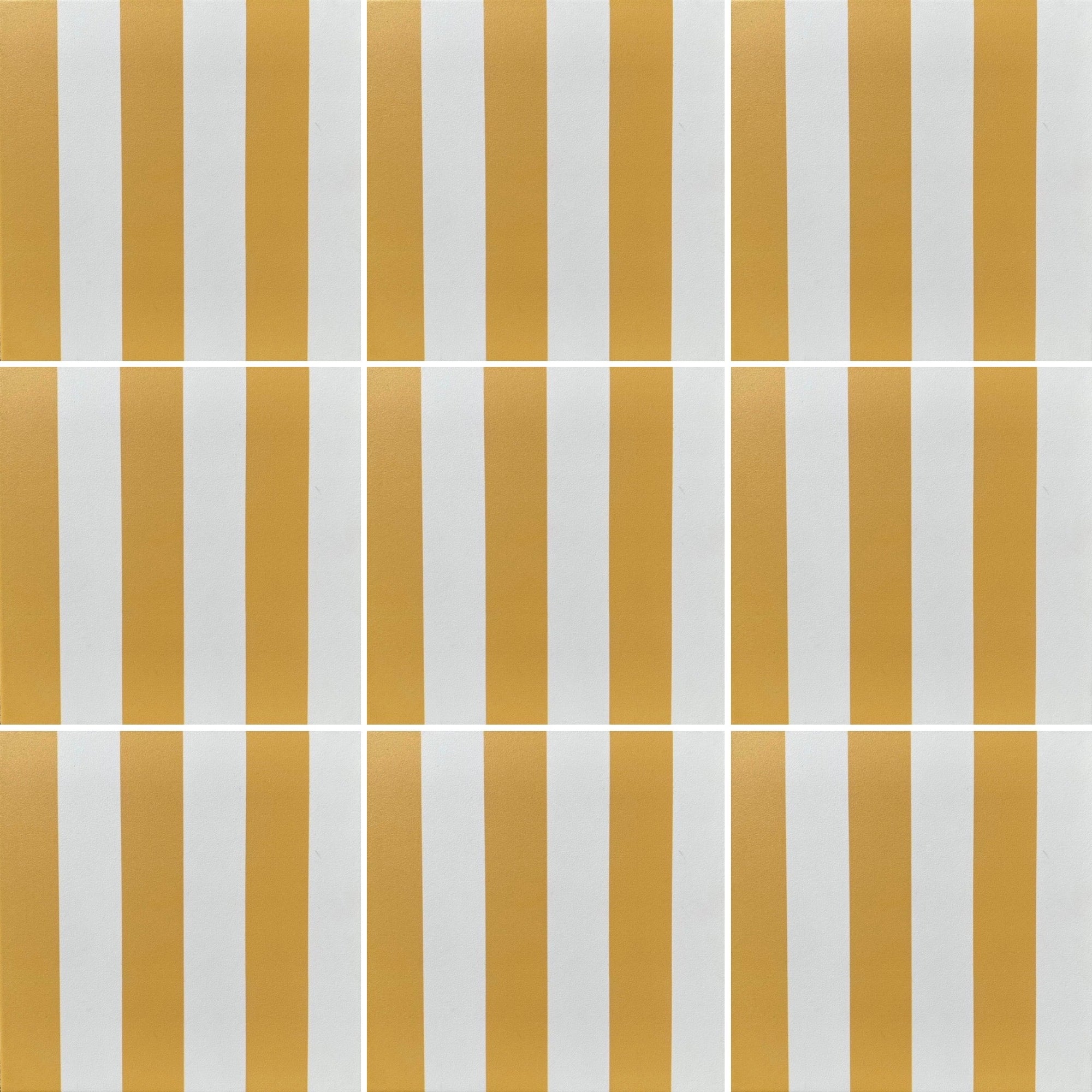 Premium yellow stripe porcelain tile, luxury durable indoor outdoor anti-slip flooring, stylish 20x20cm hardwearing no-seal tile by Maria Starling Design at brixbailey.com