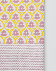 Yellow Floral Block Print Cotton Tablecloth