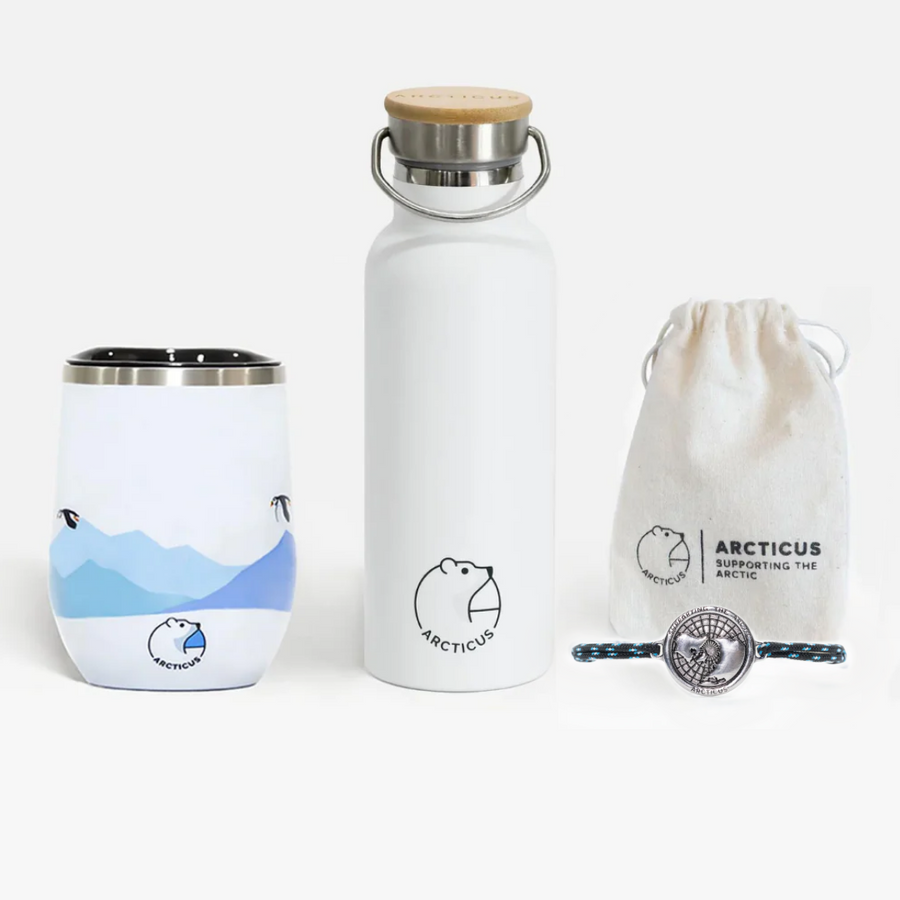 Premium Arctic Box luxury gift set with Arcticus best-selling Arctic Bottle, Puffin Cup, and black Arctic Circle Bracelet by Arcticus at brixbailey.com