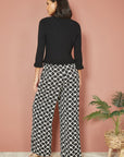 Yumi Black Tie Up Ribbed Cardigan With Frill Hem