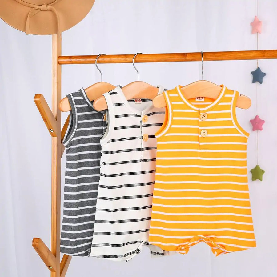 Adorable Baby Rompers for Boys & Girls - Soft Cotton Blend, Striped Design, Comfortable & Stylish for Everyday Wear by Baby Lamby at brixbailey.com