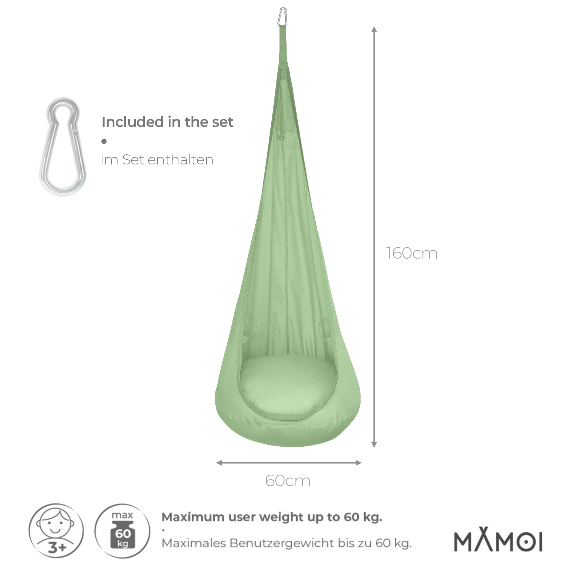 MAMOI® Altalena neonato per bambini, Altalene sedia a dondolo sospesa per neonati, Amaca cuscino da appendere da casa interno, Sensory swing-1