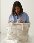 Almond Stripe Tote Nappy Bag (100% Cotton)