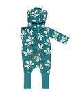 Eared Jumpsuit for Babies and Kids - Chestnut Leaves on Green