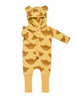Eared Jumpsuit for Babies and Kids - Yellow with Clouds