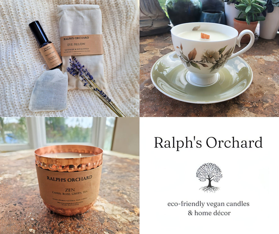 Luxury wooden flower press and scented candle gift set for gardeners, lavender or tomato vine fragrance, premium handcrafted botanical keepsake by Ralph's Orchard at brixbailey.com