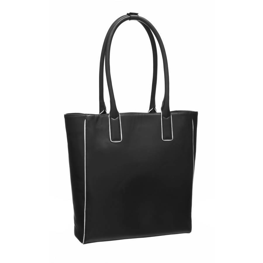 Black Piñatex™ Leather Piped Leather Day Tote Leather Day Tote - Brix and Bailey® - Contemporary Bag, Watch and Accessory Brand