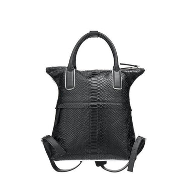 Black Python Print Leather Backpack - Brix and Bailey® - Contemporary Bag, Watch and Accessory Brand